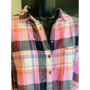 Night owl shirt /lounger long flannel cotton 38 chest 42 hip long sleeves